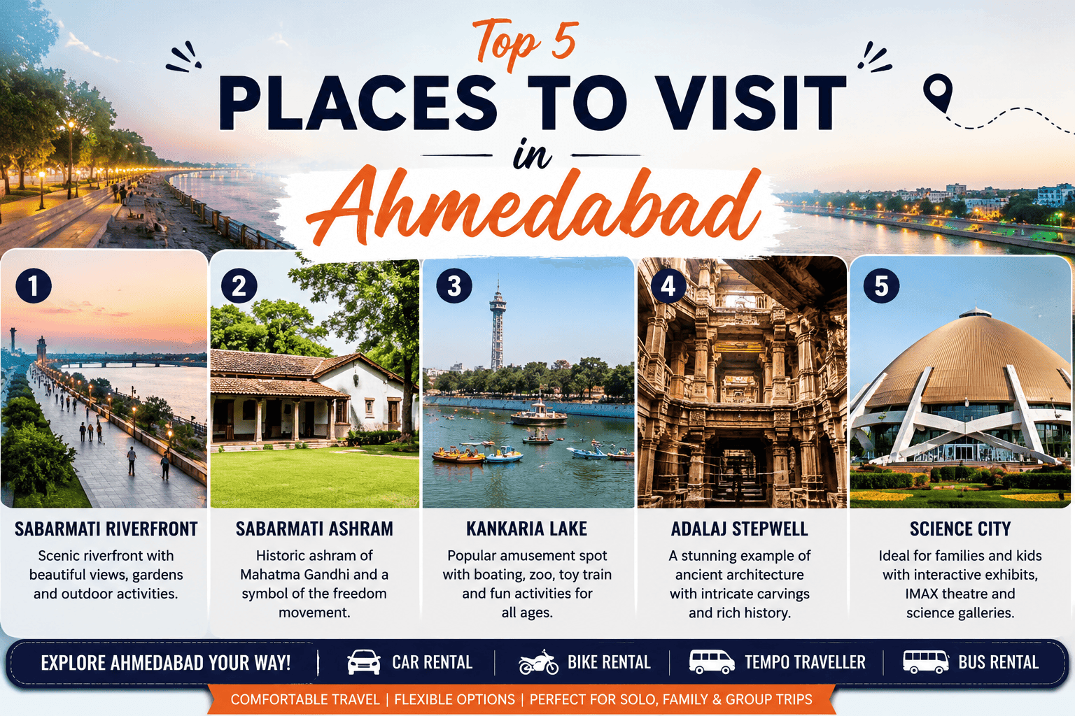 Top 5 Places to Visit in Ahmedabad: Explore the Heritage City with Ease
